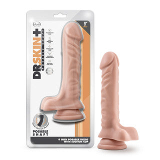 Dr. Skin Plus - 9 Inch Posable Dildo With Balls - Vanilla