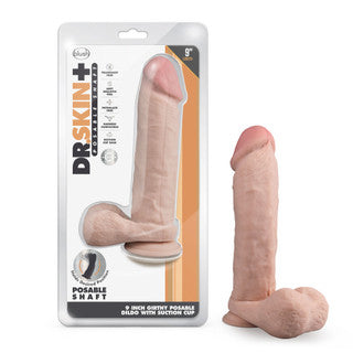 Dr. Skin Plus - 9 Inch Thick Posable Dildo With Balls - Vanilla